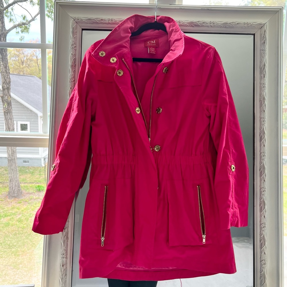 Hot pink rain resistant jacket